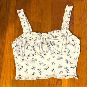 Floral ribbed tank top